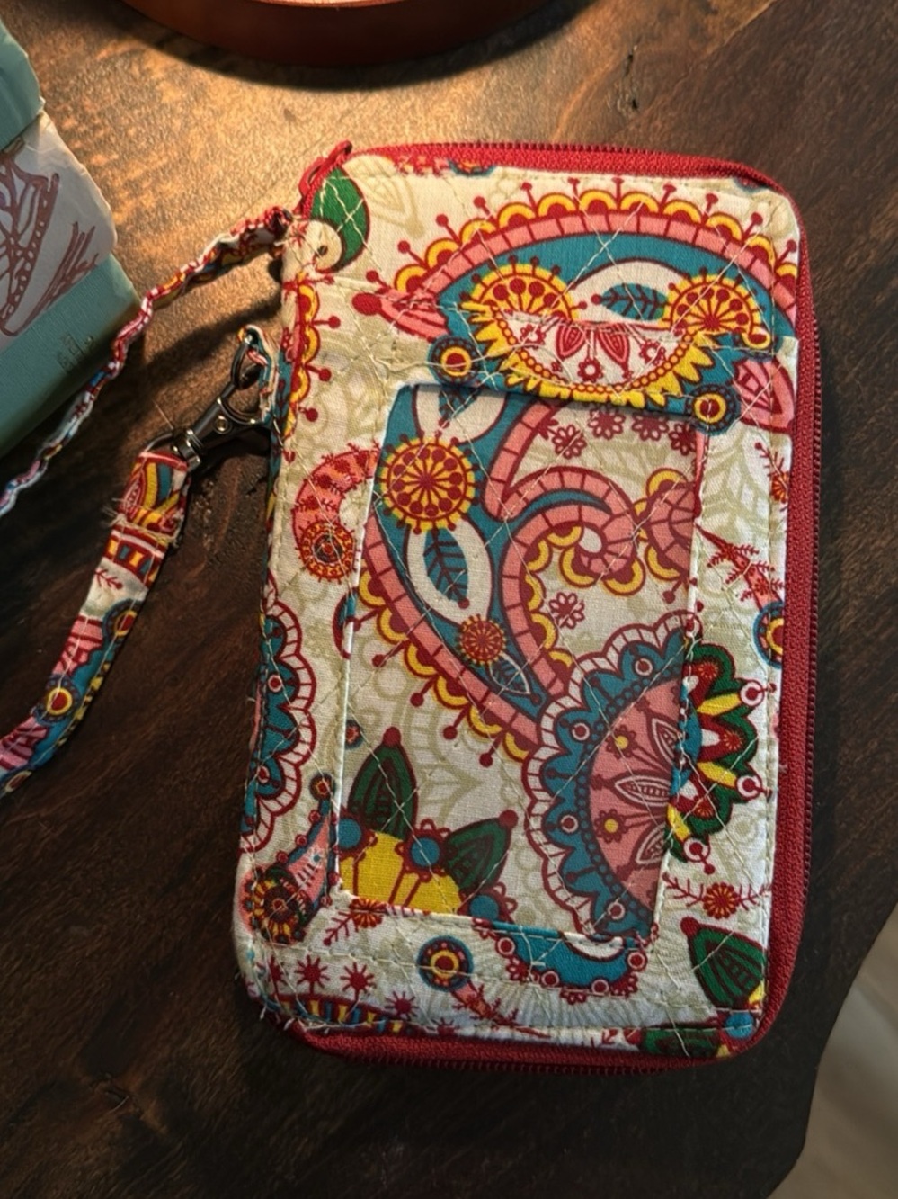 Quilted Paisley Wristlet Wallet - Multi-Color